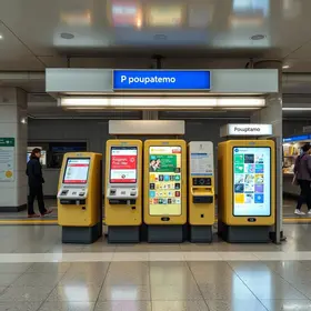 estações de metrô com totens de autoatendimento